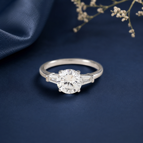 Brilliant Round Charm Silver Ring