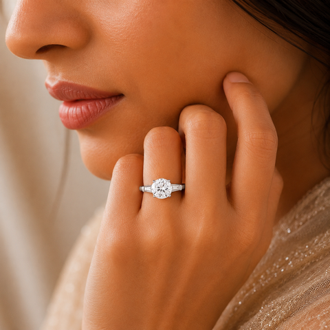 Brilliant Round Charm Silver Ring