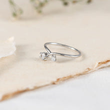 Double Crystal Charm Silver Ring