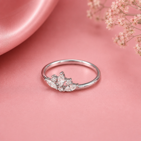 Vanya Crown Crystal Silver Ring