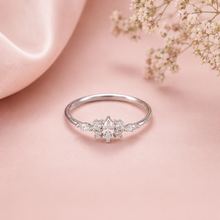Prisha Floral Grace  Silver Ring
