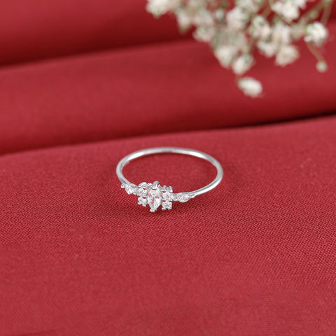 Prisha Floral Grace  Silver Ring
