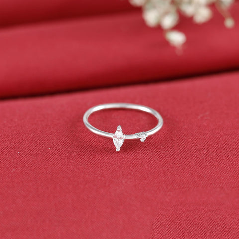 Marquise Stone Charm Silver Ring