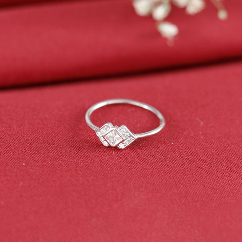 Shreya Double Frame Silver Ring