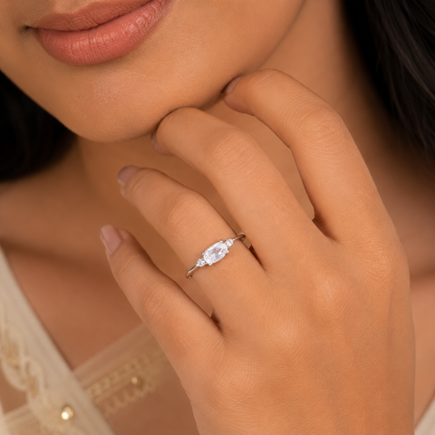 Nandini Shine Oval Silver Ring