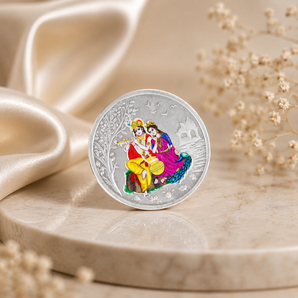 Radha Krishna 10Gm Silver Coin