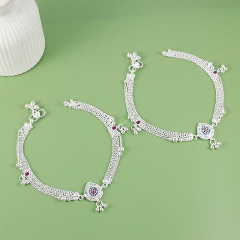 Aarya Celestial Charm Silver Anklets