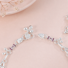 Ruhani Twinkling Ruby Silver Anklets