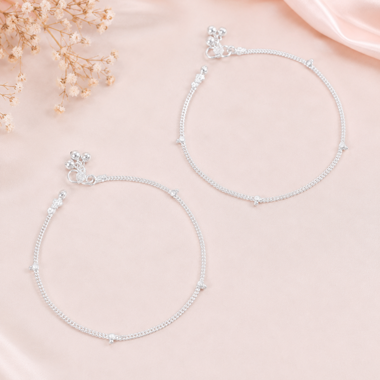 Shubhra Elegance Silver Anklets