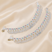 Shakti Rangrez Meenakari Silver Anklets