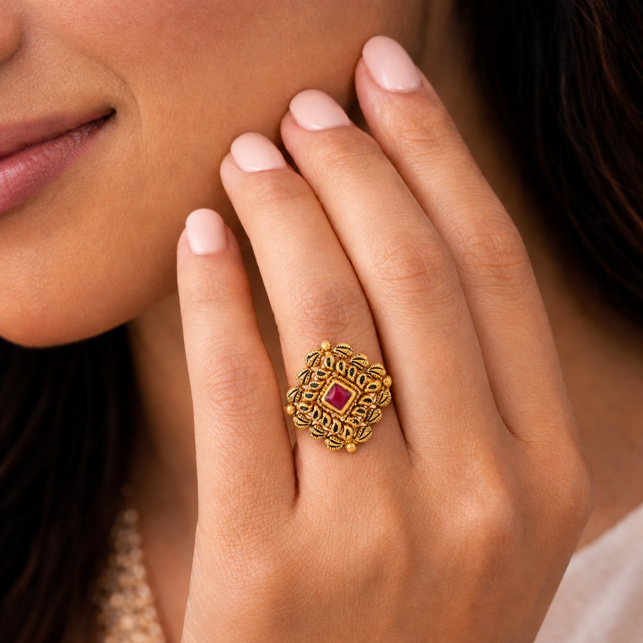 Mahi Rudraya Regal Ruby Gold Ring