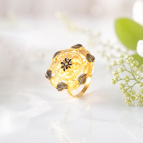 Vanyika Floral Enamel Gold Ring