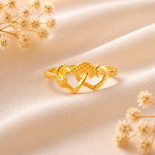 Nisha Twin Heart Gold Ring