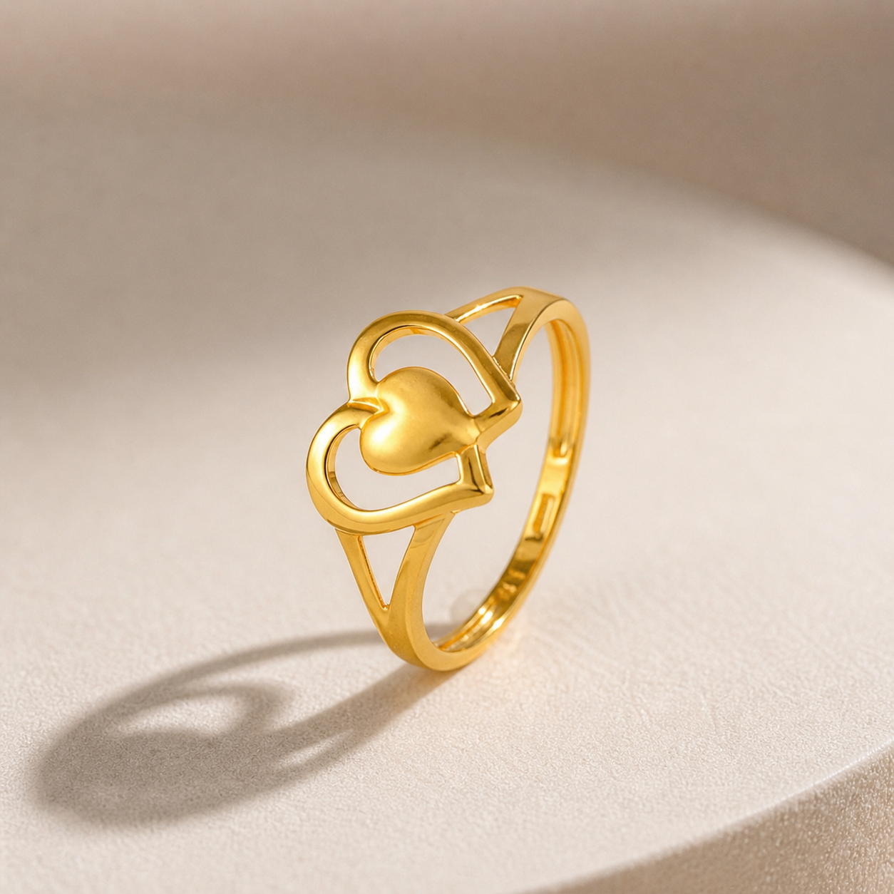 Prisha Double Heart Gold Ring