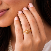 Prisha Double Heart Gold Ring