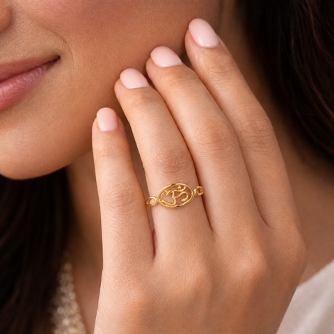 Aarohi Divine Om Heart Gold Ring