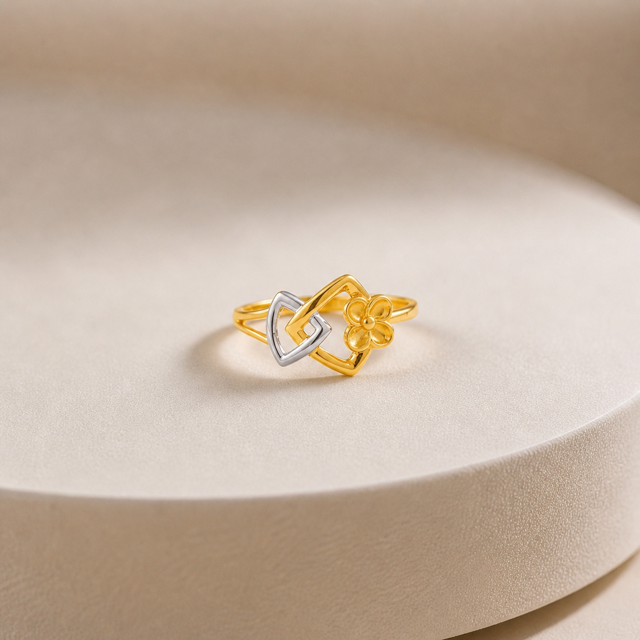Tanya Elegant Dual Tone Gold Ring