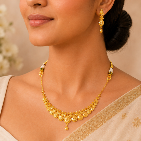 Aarohi Starlit Drop Gold Necklace Set