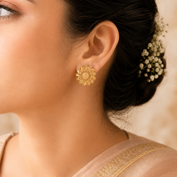 Avni Petal Wheel Gold Earrings
