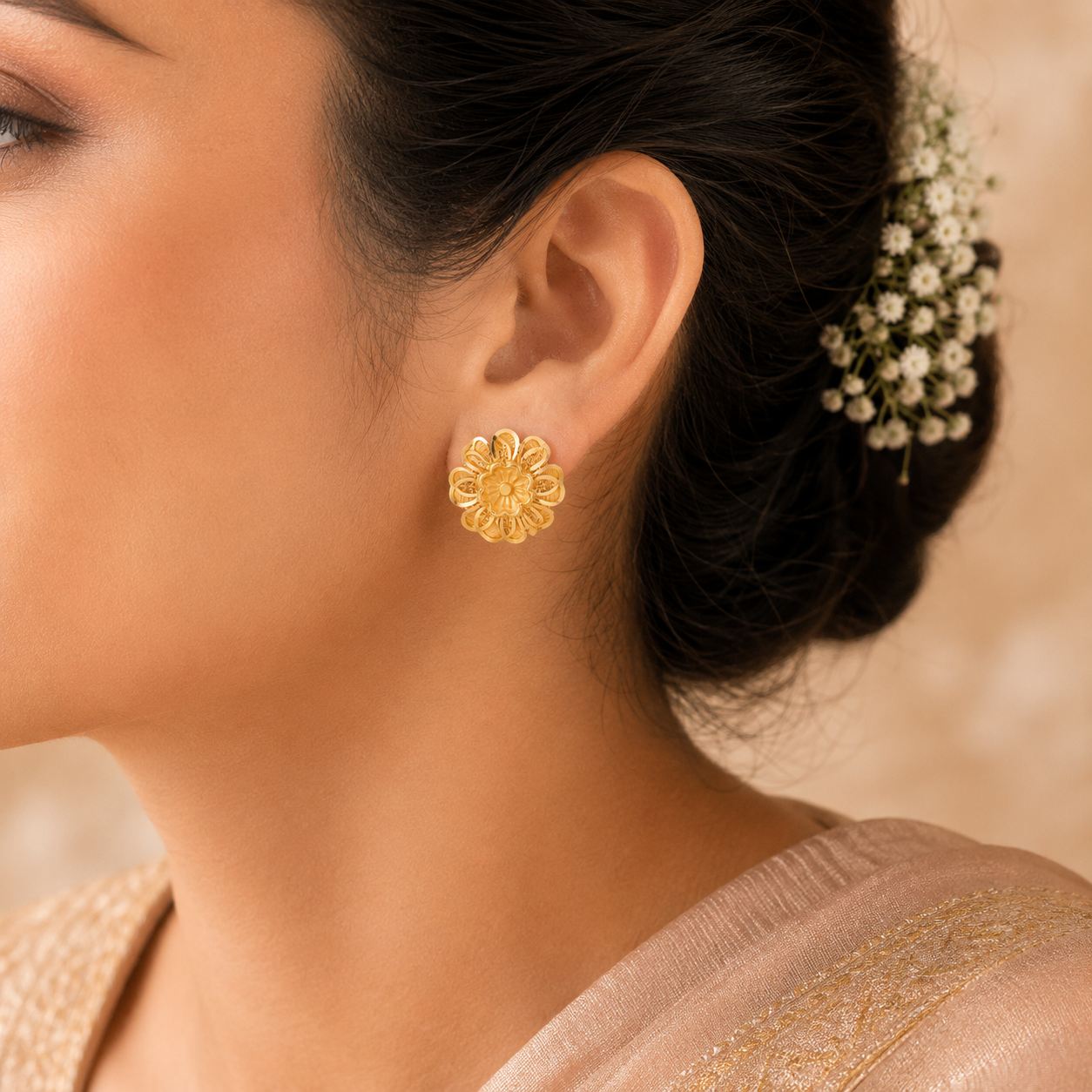 Anika Lotus Bloom Gold Earrings