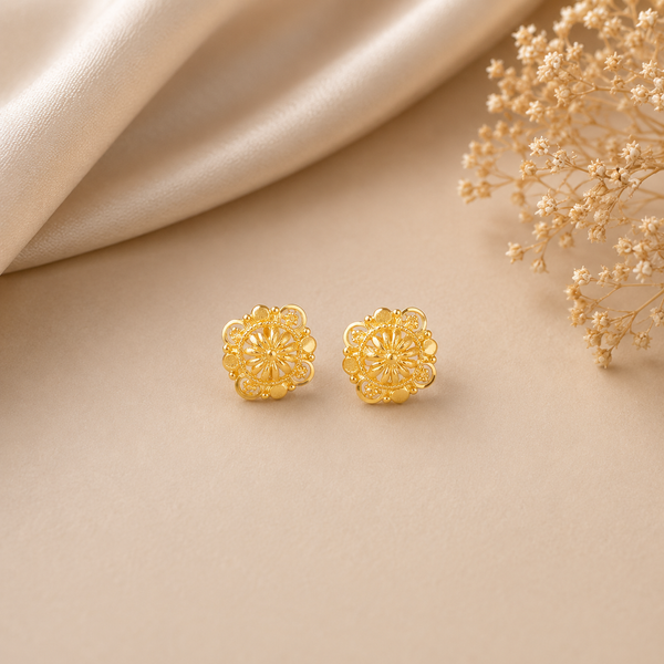 Riya Floral Aura Designer Gold Earrings