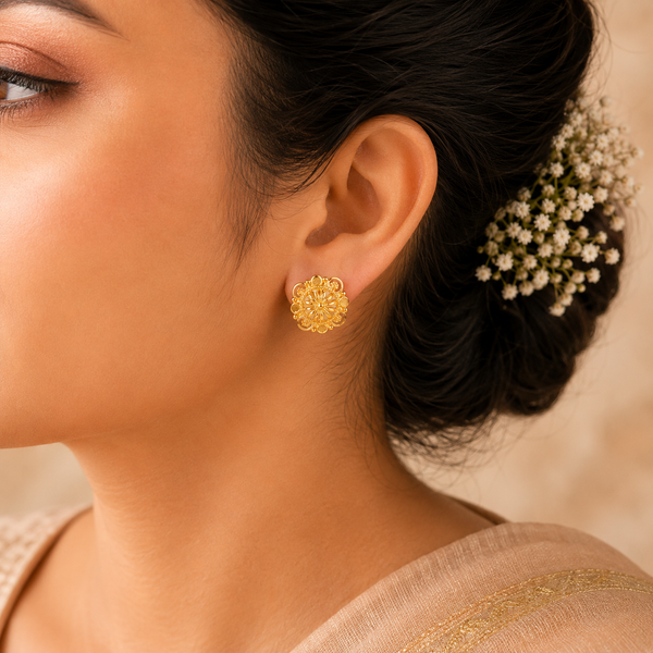 Riya Floral Aura Designer Gold Earrings