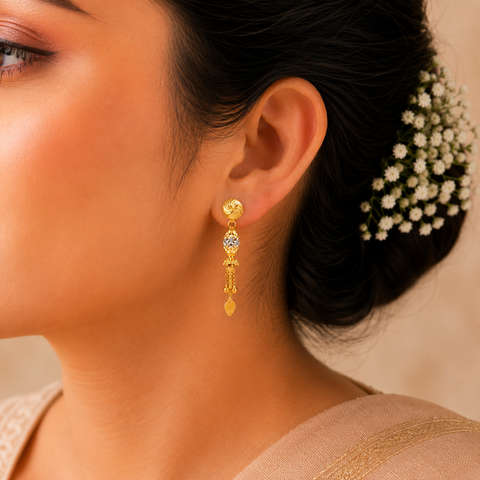 Shivi Swirl Top with Dual-Tone Bead Gold Earrings