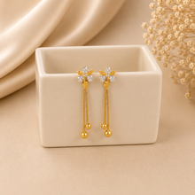 Floral Diamond-Cut Drop Gold Earrings