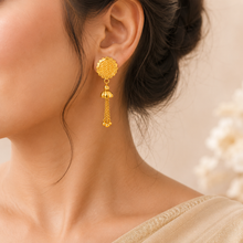 Ishani Round Top with Jhumki Tassels Gold Earrings