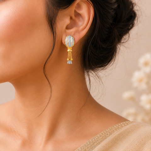 Shivina Dual-Tone Leaf Gold Earrings