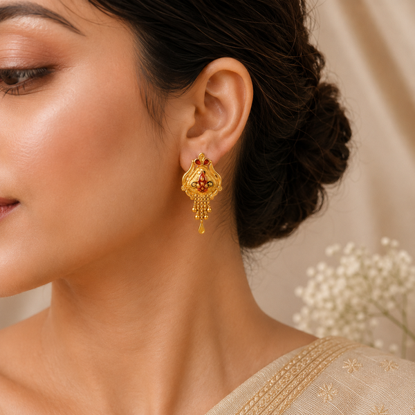Kesari Noor Drops Gold Earrings