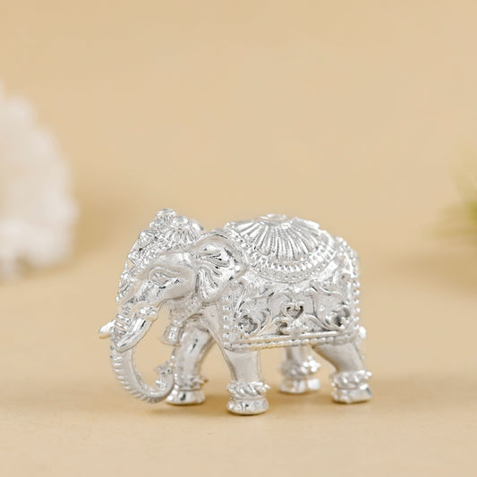 Elegant Silver Elephant Idol