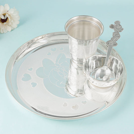 Fancy Silver Baby Bartan Set