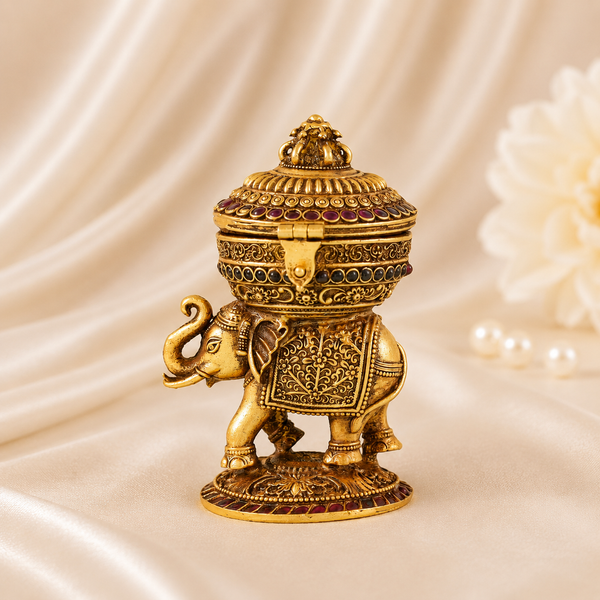 Antique Gold Plated Sindur Box