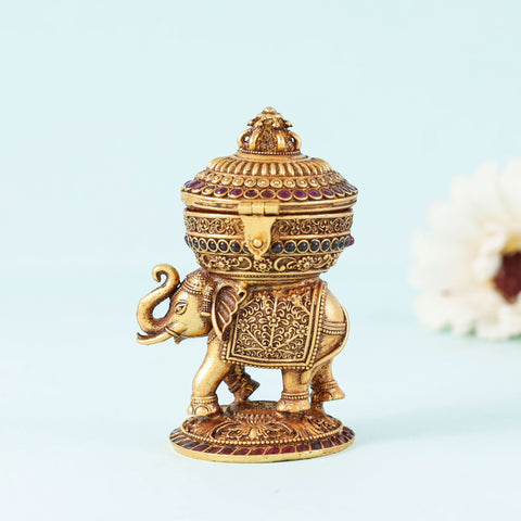 Antique Gold Plated Sindur Box