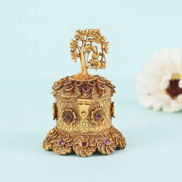 Gold Plated Silver Sindur Box
