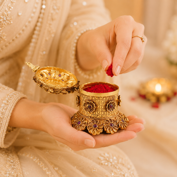 Gold Plated Silver Sindur Box