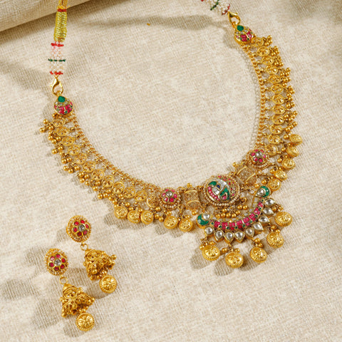 Pranika Antique Temple Necklace Set