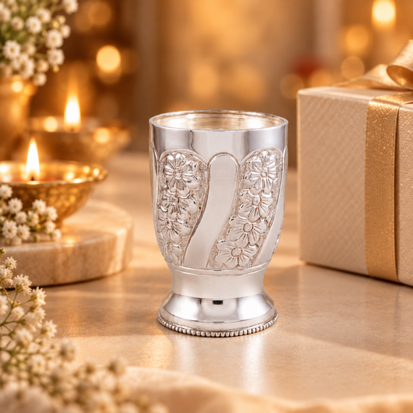 Floral Grace Silver Glass