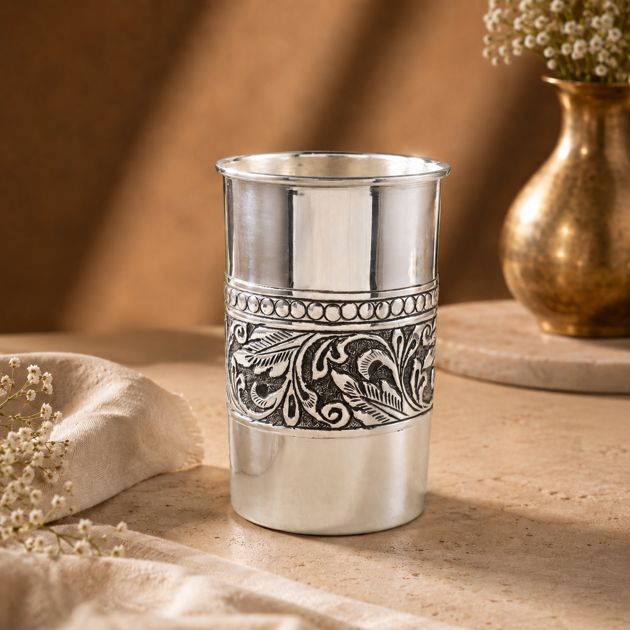 Regal Leaf Silver Glass