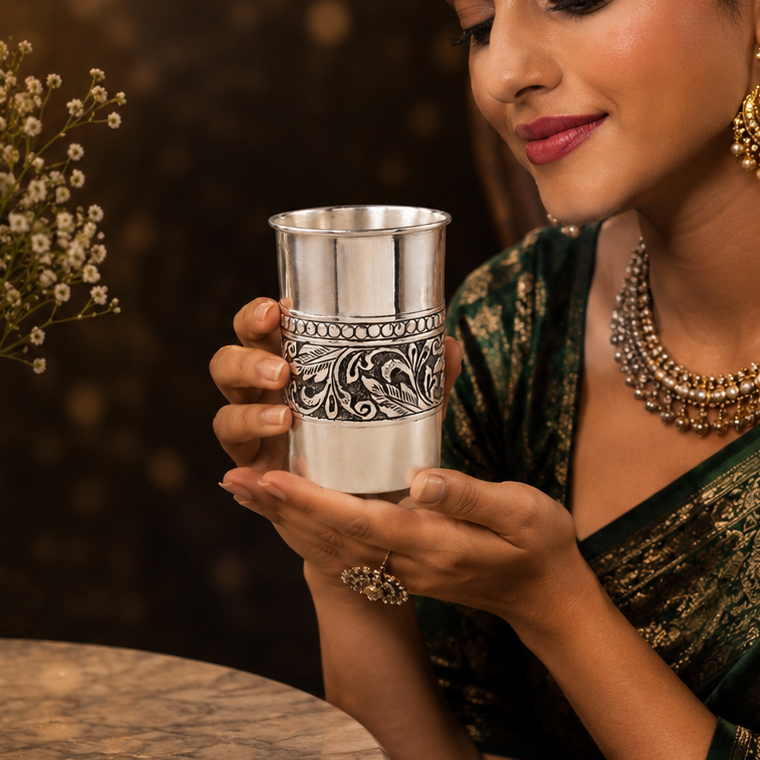 Regal Leaf Silver Glass