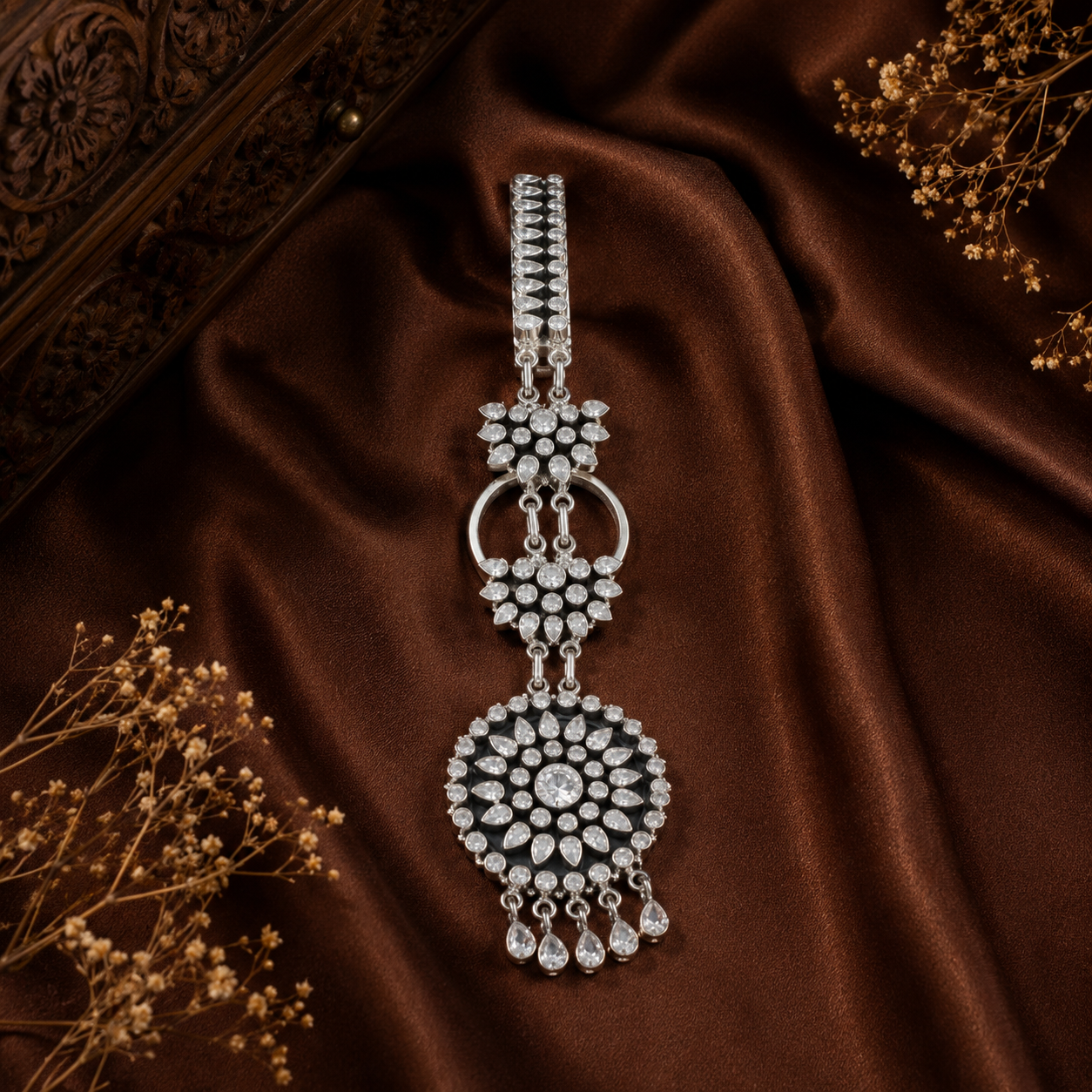 Snowflake Charm Silver Waist Key Ring