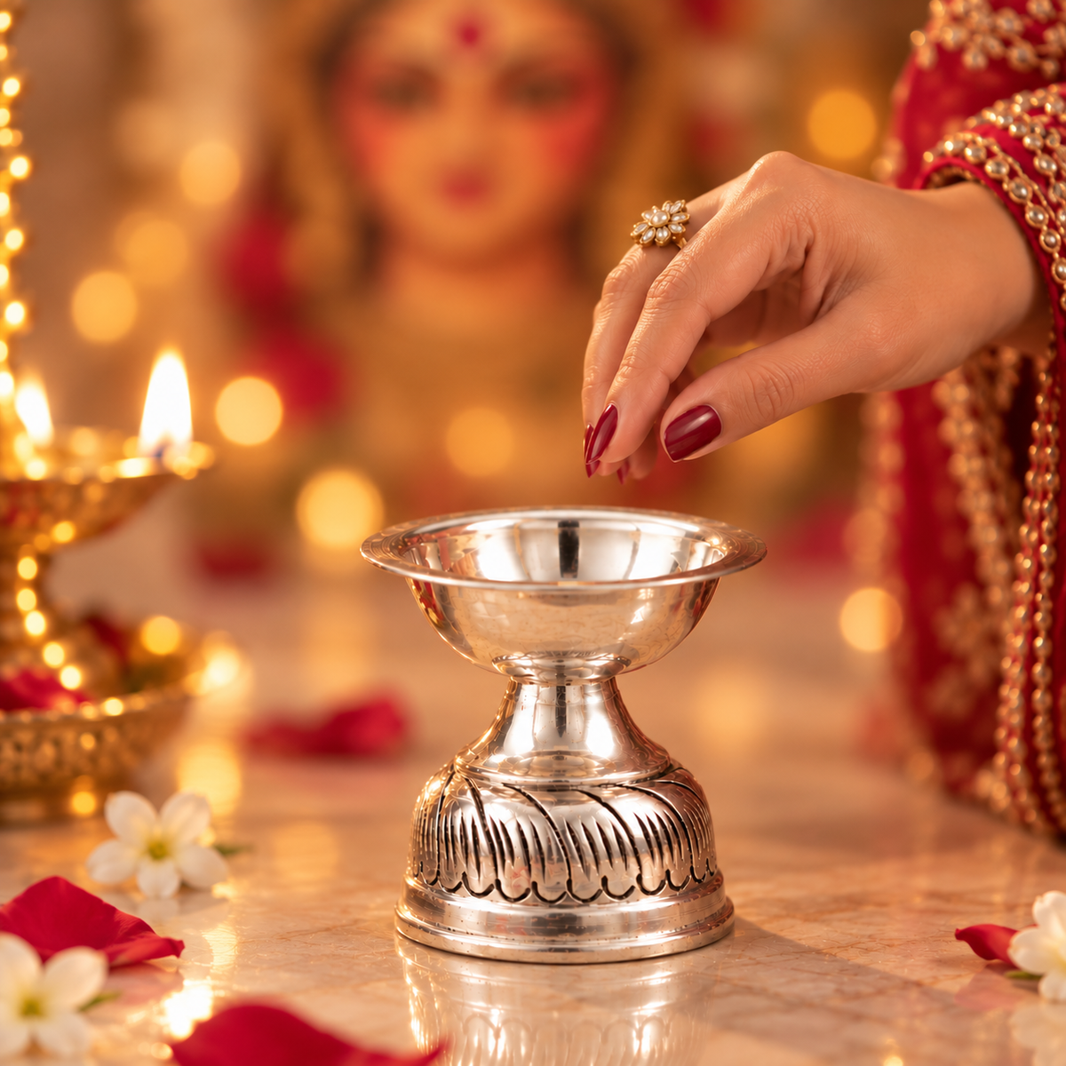 Divine Aura Silver Diya