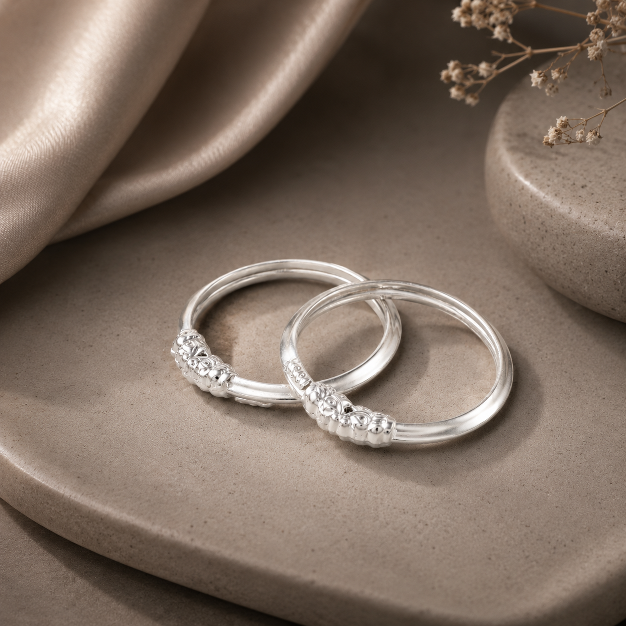 Shining Grace Silver Bangles For Kids