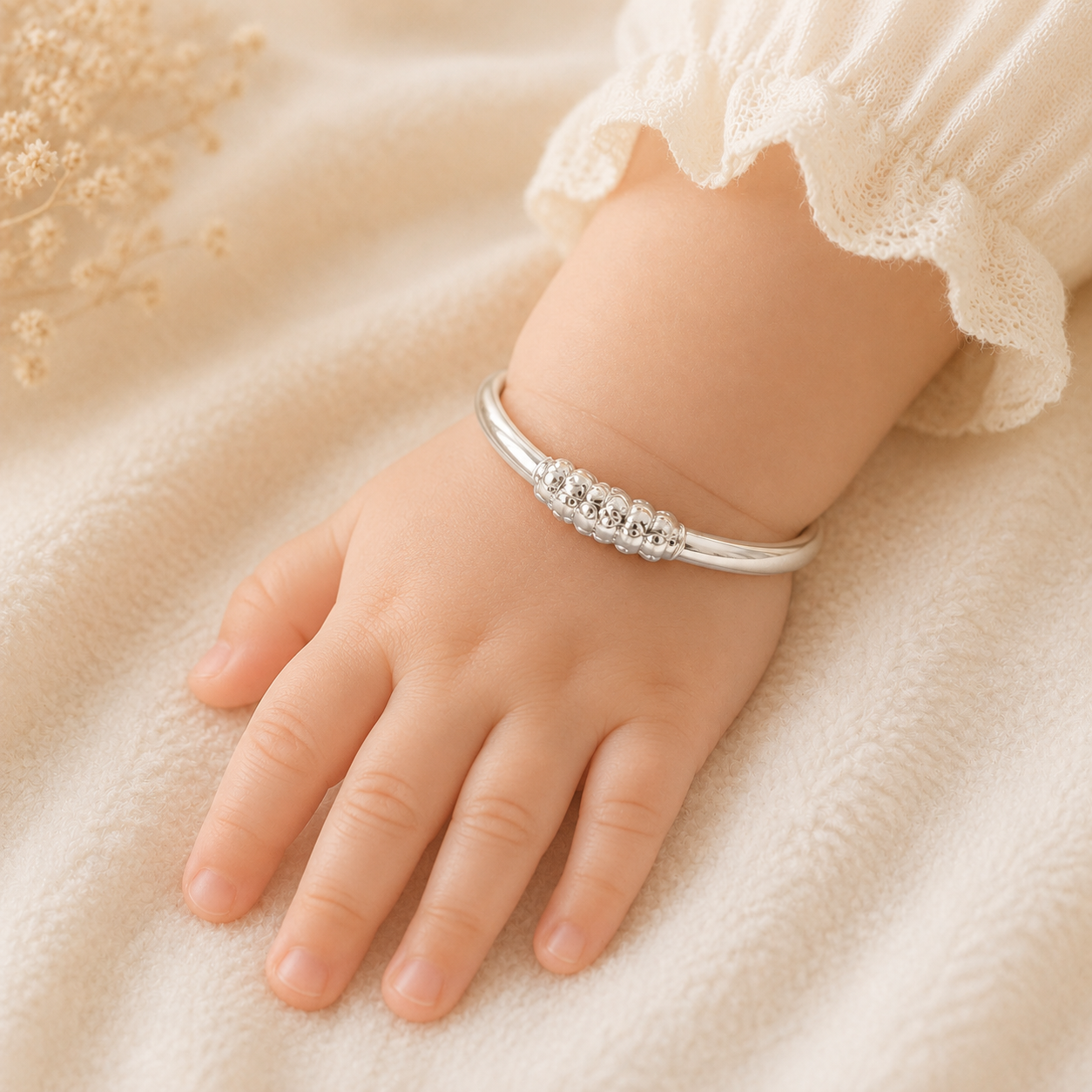 Shining Grace Silver Bangles For Kids