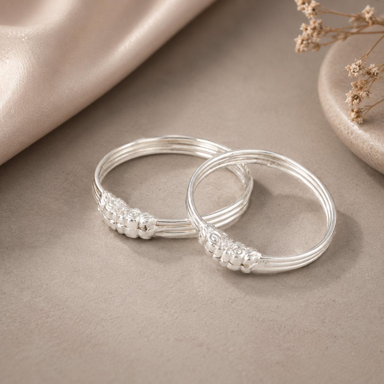 Shining Joy Silver Baby Bangles