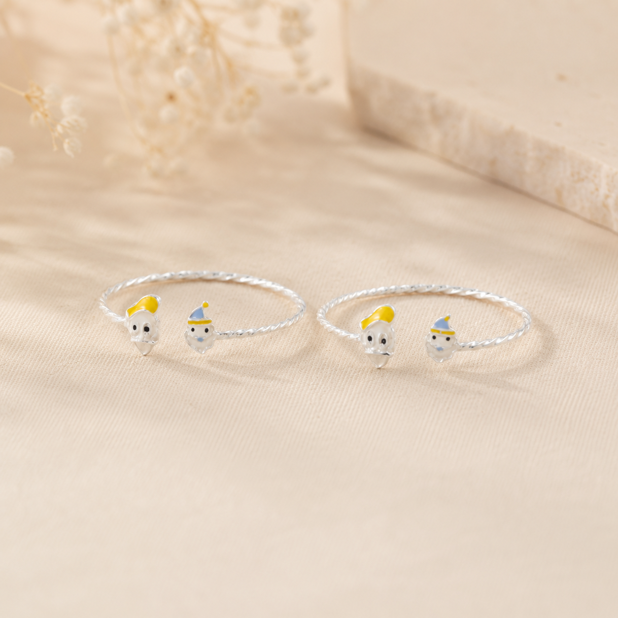 Twin Joy Silver Baby Bangles