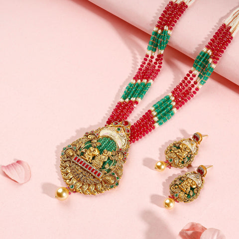 Anvika Antique Radha Krishna Necklace Set