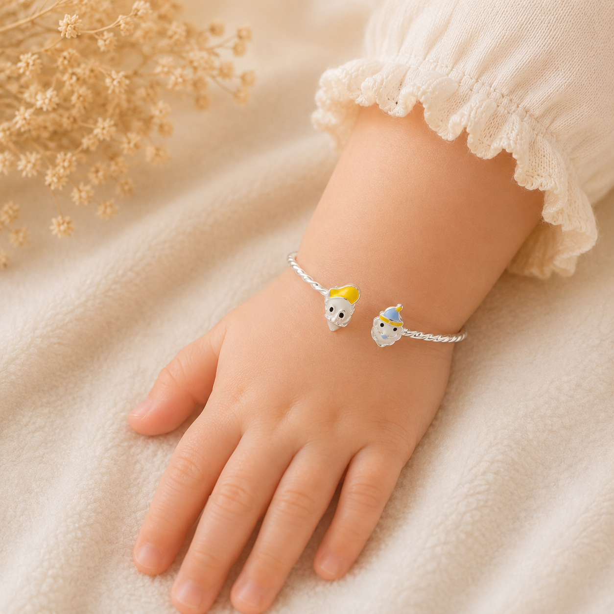 Twin Joy Silver Baby Bangles