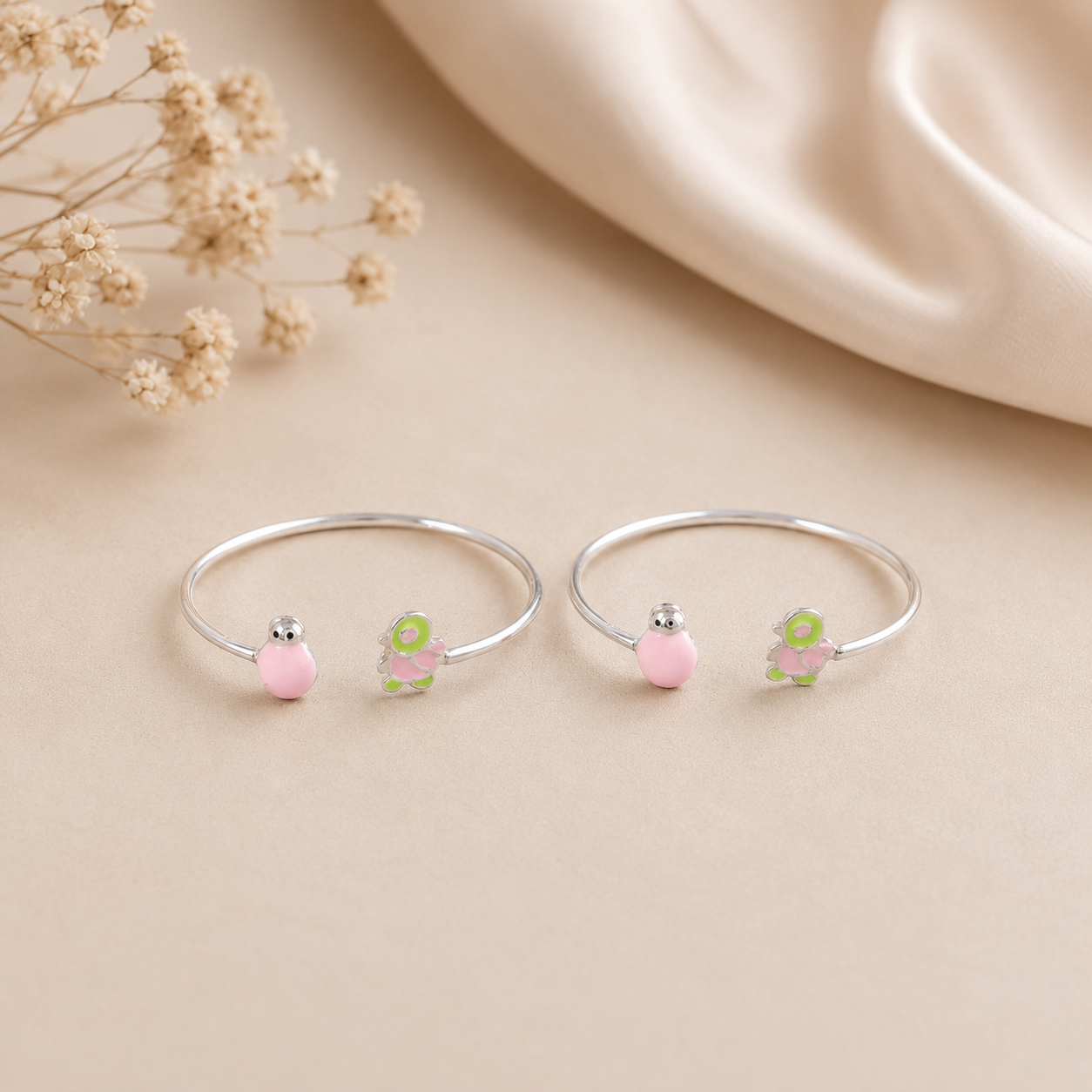 Precious Doll Charm Silver Baby Bangles